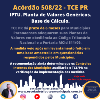 TCE PR dá prazo aos Municípios para regularizarem as plantas de valores do IPTU